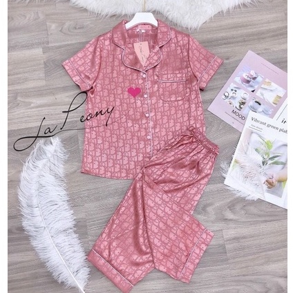 Bộ đồ mặc nhà - Bộ Pyjama mặc nhà - Bộ lụa gấm tay cộc quần lửng