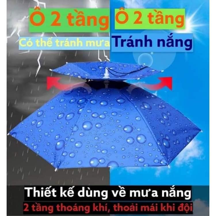 Ô, Dù đội đầu 2 tầng gấp gọn tiện dụng