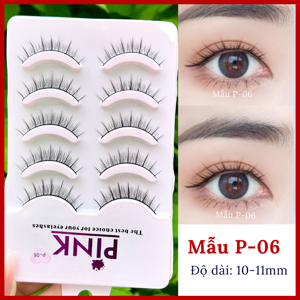 Lông mi giả hộp hồng 5 cặp/hộp
