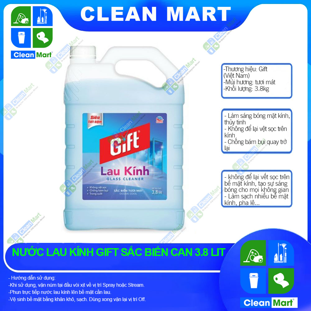 Nước Lau kính Gift Sắc Biển 3.8kg - CLEAN MART