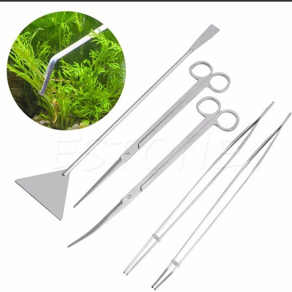 Dụng Cụ Thủy Sinh Bằng Hợp Kim Inox Chống Rỉ- Nhíp Cong Nhíp Thẳng Kéo Cong Kéo Thẳng