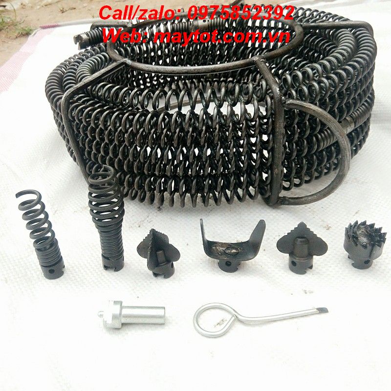 [HCM]Dây thông tắc cống dùng cho máy khoan ( 12m dây thông 6 đầu thông 1 đầu kết nối máy khoan)