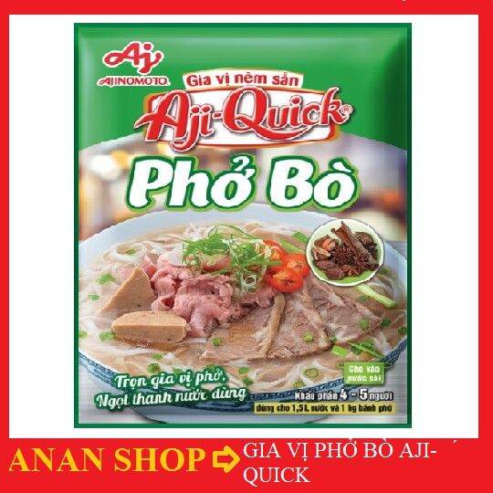 Bịch 12 gói gia vị nêm sẵn nấu phở bò aji-quick gói 57g.