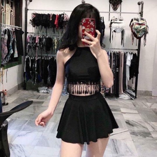 [HCM]bikini yếm quần cạp cao váy xoè