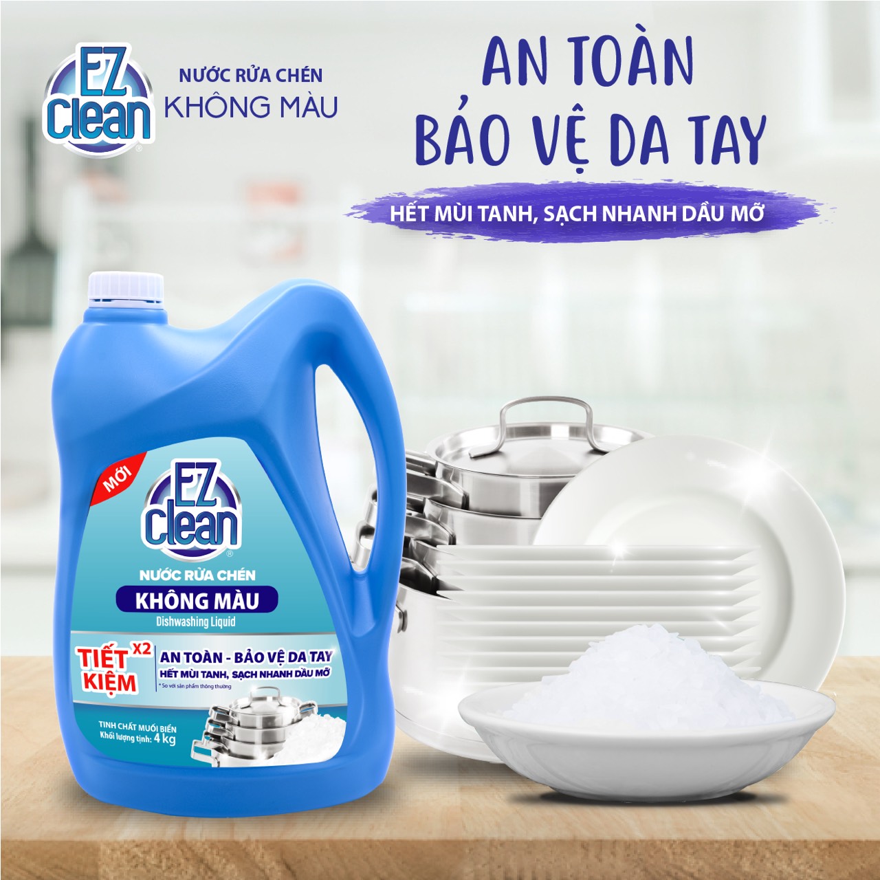 [HCM]Nước Rửa Chén Bát KHÔNG MÀU EZ CLEAN