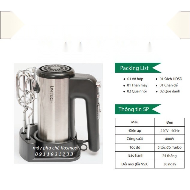 Máy đánh kem Chesee + đánh trứng Unitech HU-3110 (bảo hành 2 năm)
