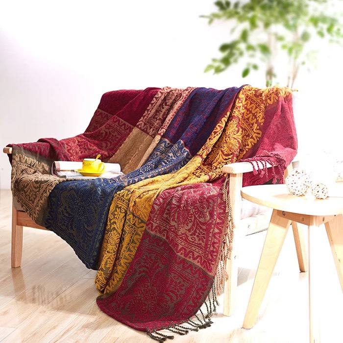 [NHIỀU MẪU] Khăn phủ sofa, thảm vintage sử dụng 2 mặt 1m5x1m9