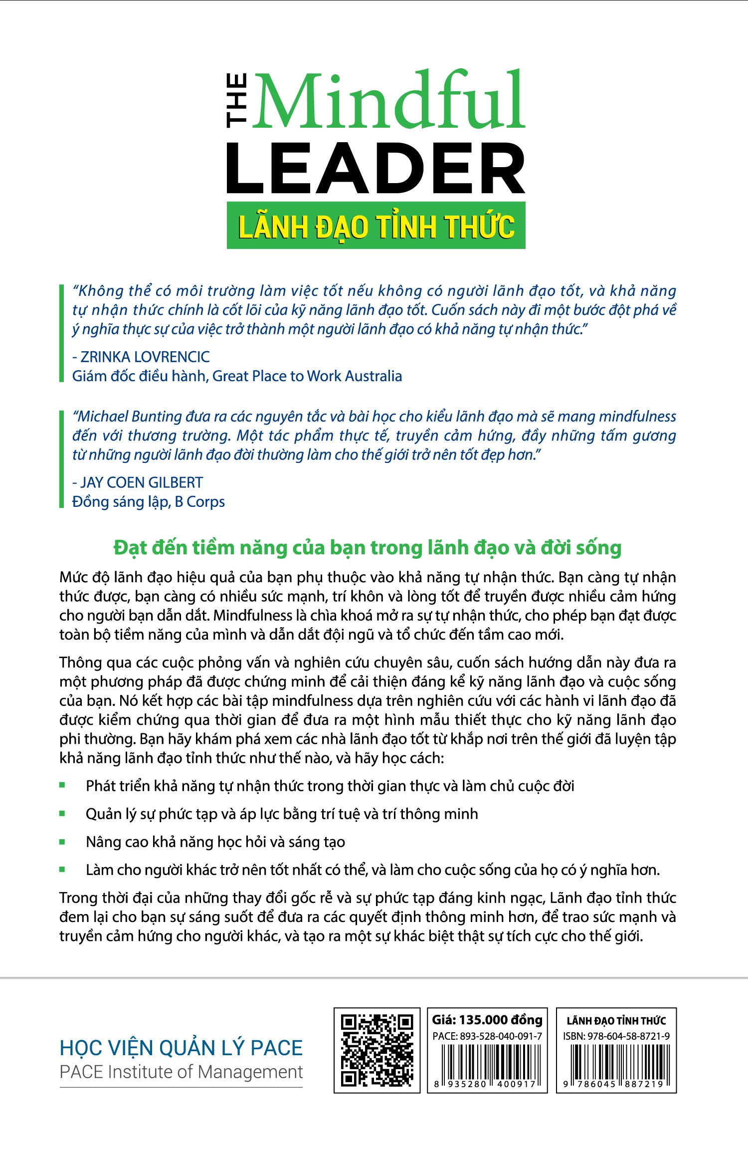 Sách - Lãnh Đạo Tỉnh Thức (The Mindful Leader) - Michael Bunting - PACE Books