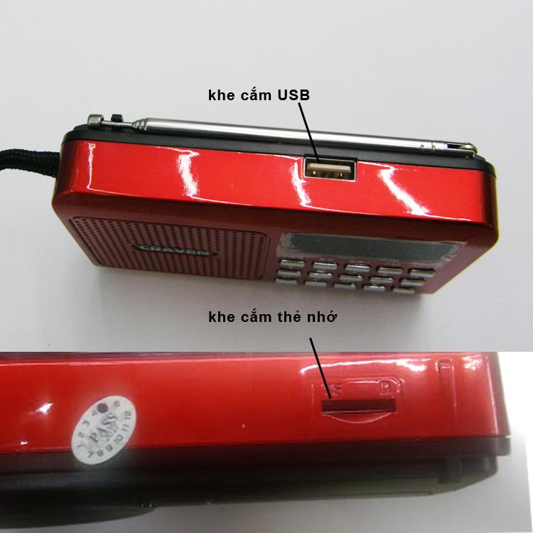 Máy nghe đài FM, thẻ nhớ, USB Craven CR16