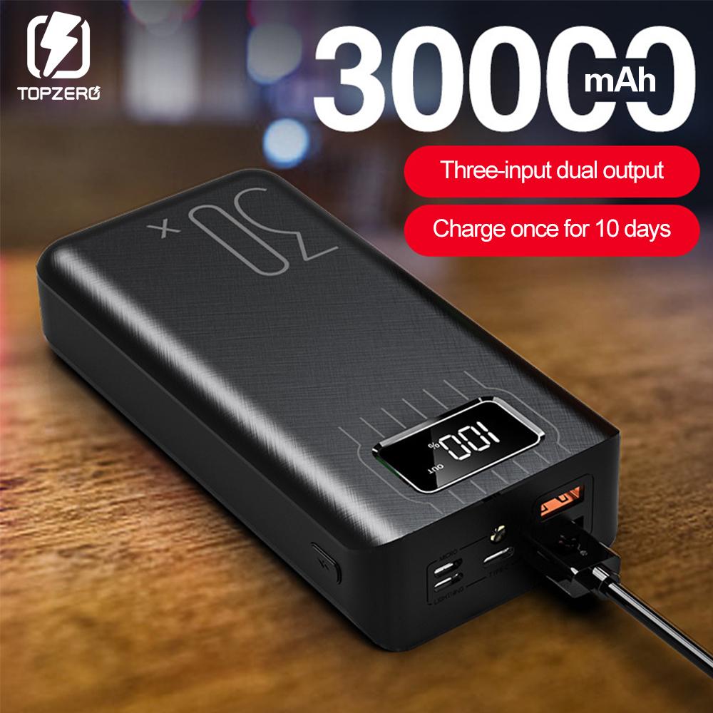 2USB LED Power Bank 30000mAh Portable Charging Poverbank Pack Charge External Battery Powerbank For iPhone Xiaomi Samsung Huawei