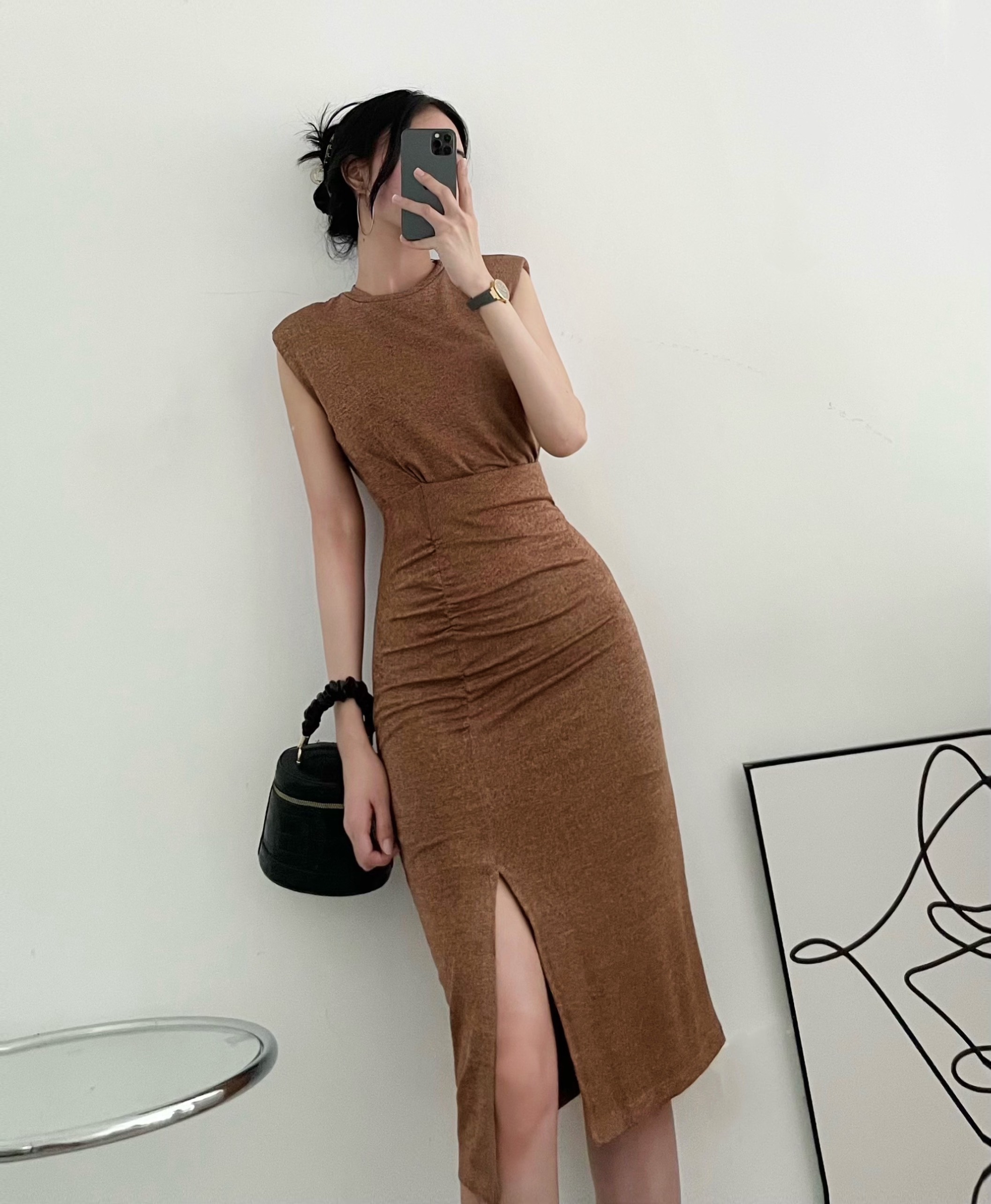 Đầm Thun Sát Nách Midi Xẻ Cạnh A2117