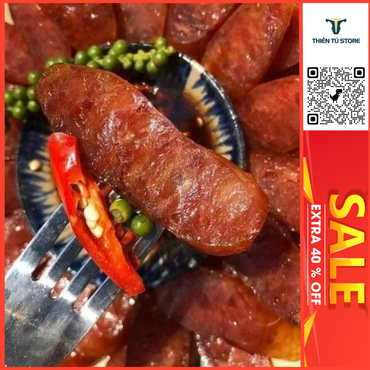 Lạp xưởng tươi 1kg , hương vị gia truyền ,lượng thịt nạc nhiều ,ít béo đặc sản Cai Lậy , món ngon đậm vị Miền tây Việt Nam , Thiên Tú Store chuyên hải sản khô
