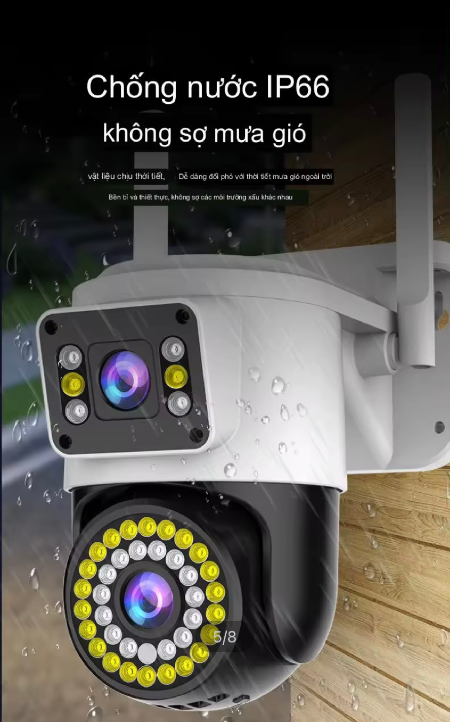 Camera Ip Yoosee YS2in1 (1 Cam 2 Màn Hình), Camera Wifi Không Dây Ngoài Trời, Phát Hiện Chuyển Động Và Theo Dõi Tự Động, Chống Thấm Nước, Chống Nắng Và Chống Bụi, Tầm Nhìn Ban Đêm Rõ Ràng