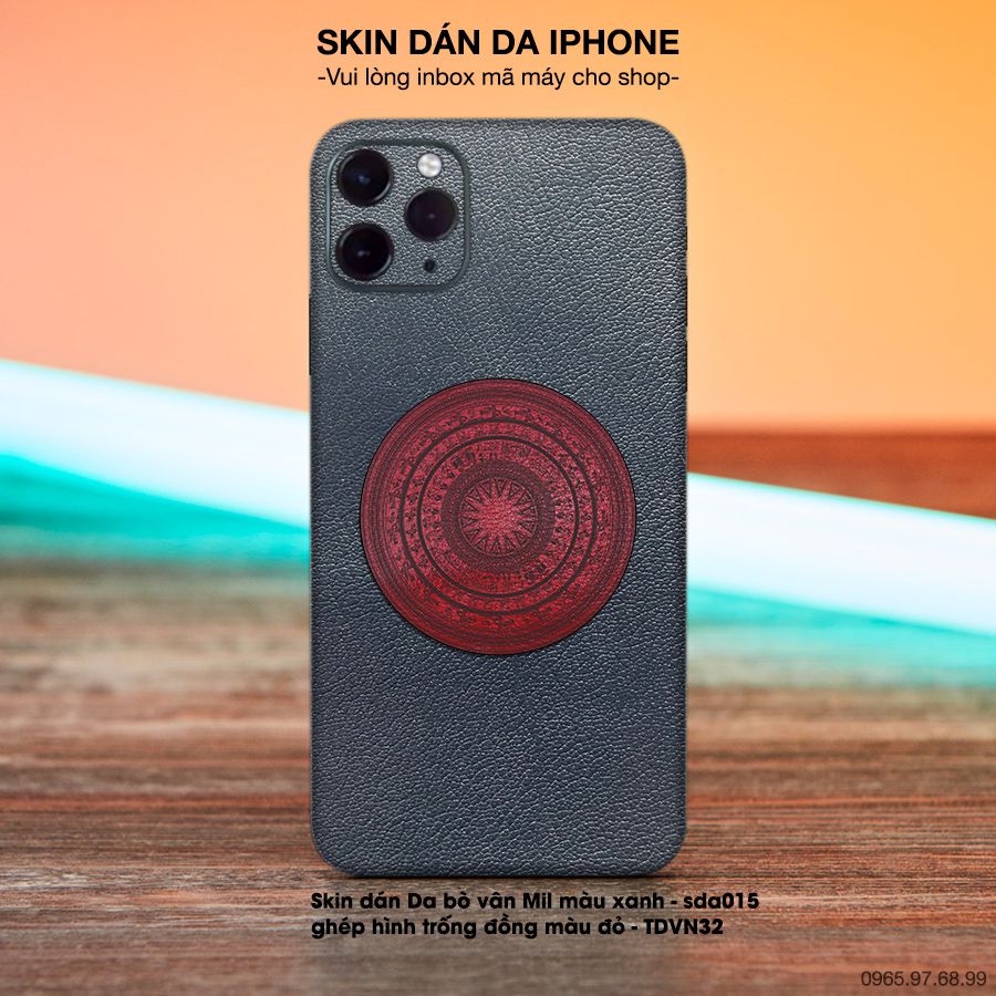 Miếng dán da ghép hình trống đồng đỏ - bộ bộ 6 cho iPhone (inbox mã máy cho shop)