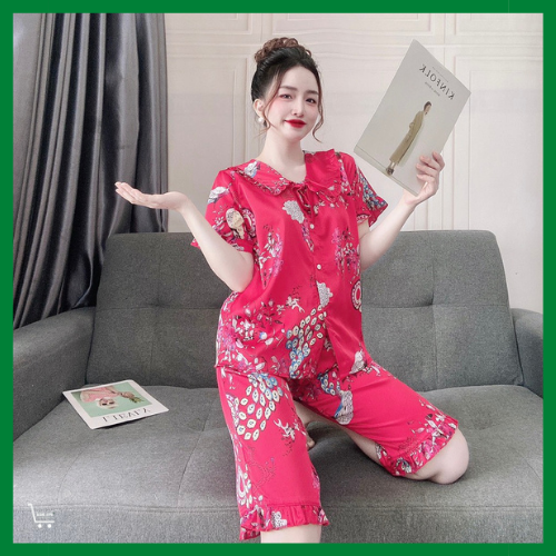 Đồ ngủ lụa Latin lửng, bộ pijama lụa mặc nhà