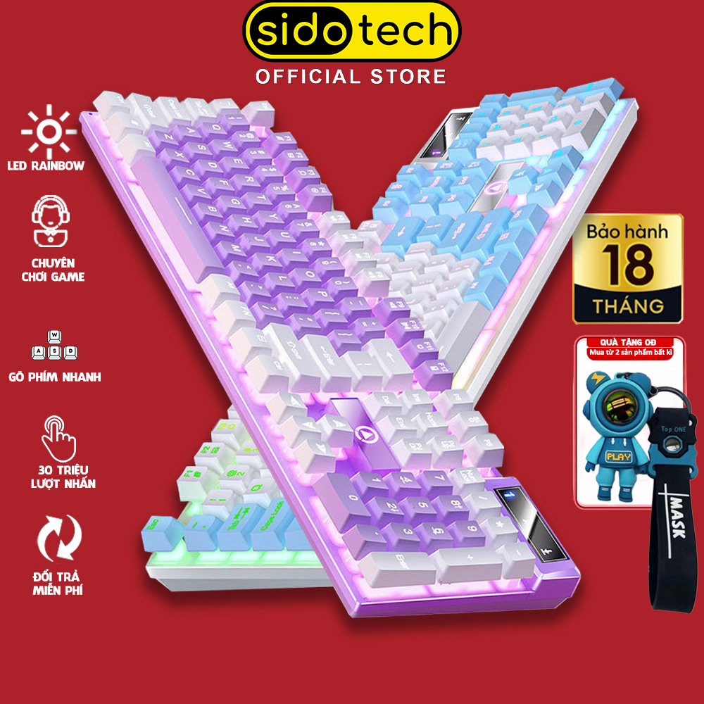 Bàn phím máy tính có dây giả cơ SIDOTECH K500 gaming led rgb màu hồng hành trình phím vừa phải giúp gõ nhanh chống nước tốt cho pc laptop chơi game văn phòng - Hàng chính hãng