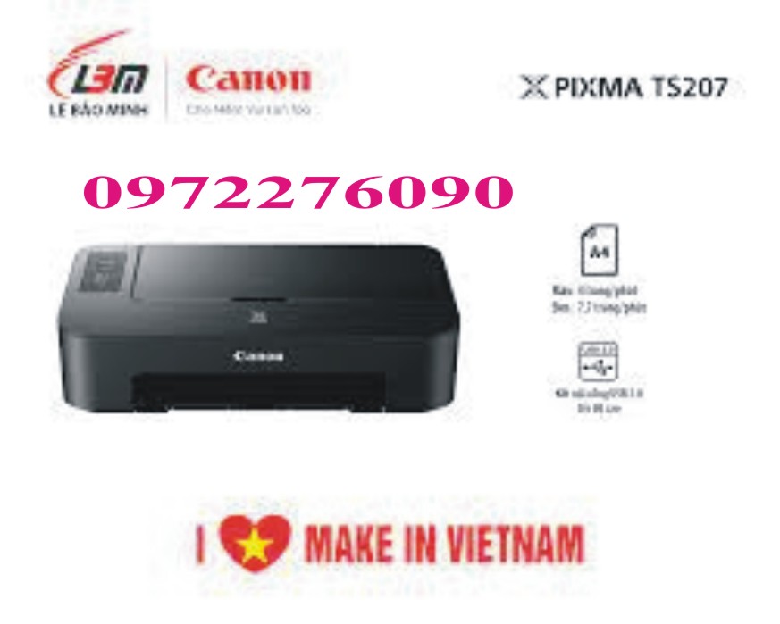 Máy in phun màu Canon pixma TS207 khổ a4