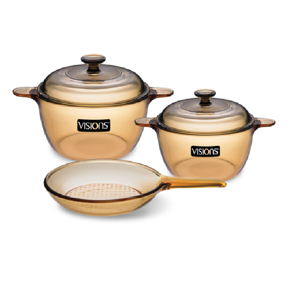 Bộ 3 Nồi Thuỷ Tinh Visions VS-350/CL1 - GIAO TOÀN QUỐC