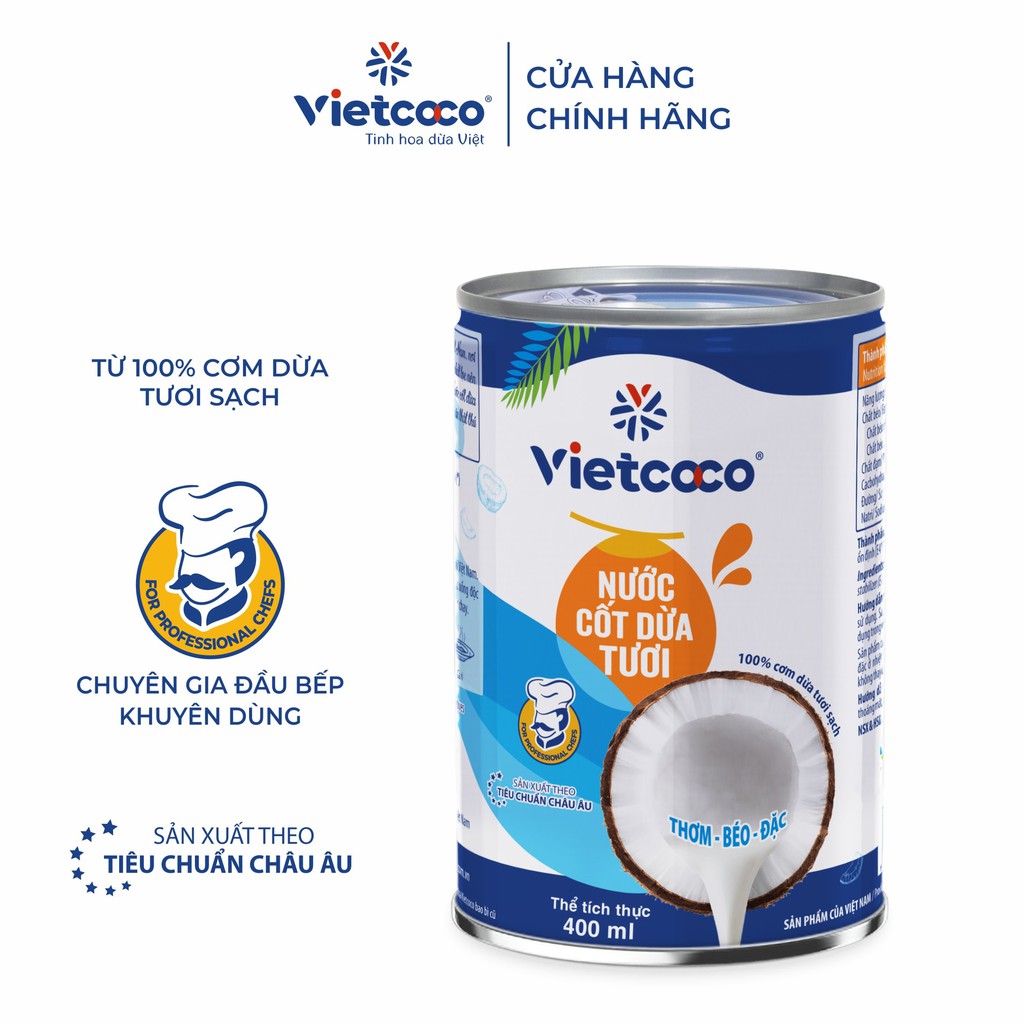 Nước Cốt Dừa Tươi Vietcoco lon 400g nguyên chất