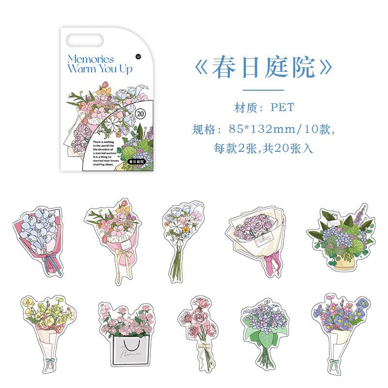 20 Pcs Stickers Flower bouquet PET DIY Decoration Journal Diary Gift