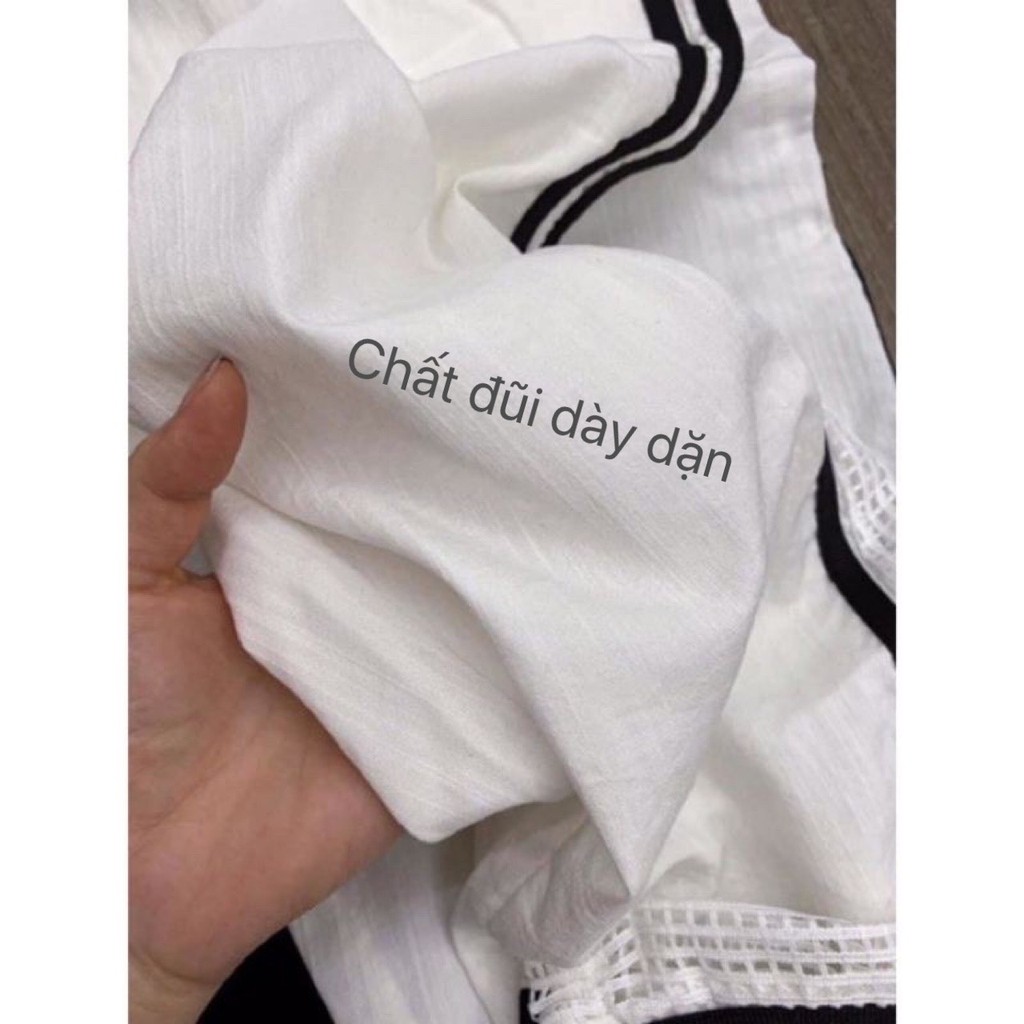 Quần đũi lửng phối lưới chất vải đũi lưới