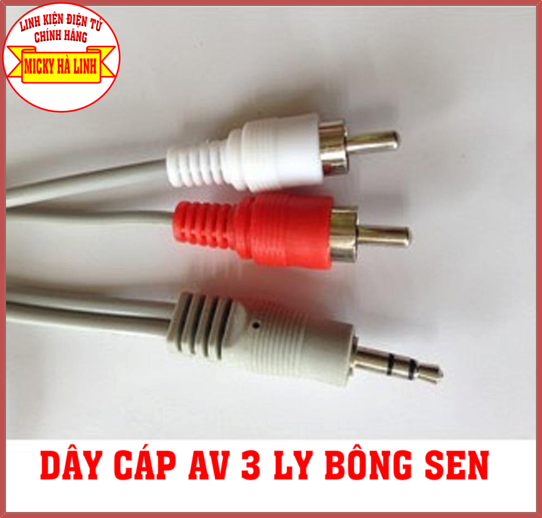 Dây 3.5 ra 2 đầu av bông sen 1.5 mét