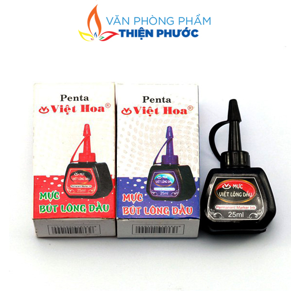 Mực lông dầu Penta 25ml 3 màu xanh đỏ đen THIỆN PHƯỚC