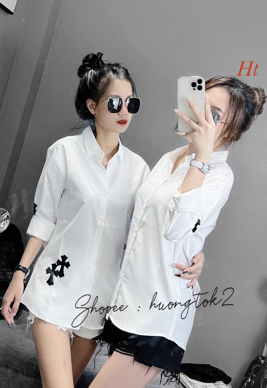 áo sơ mi chữ thập chất thô lụa HÓT HÓT HÓT