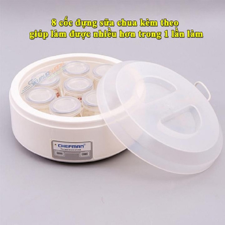 Máy làm sữa chua Chefman 8 cốc thủy tinh