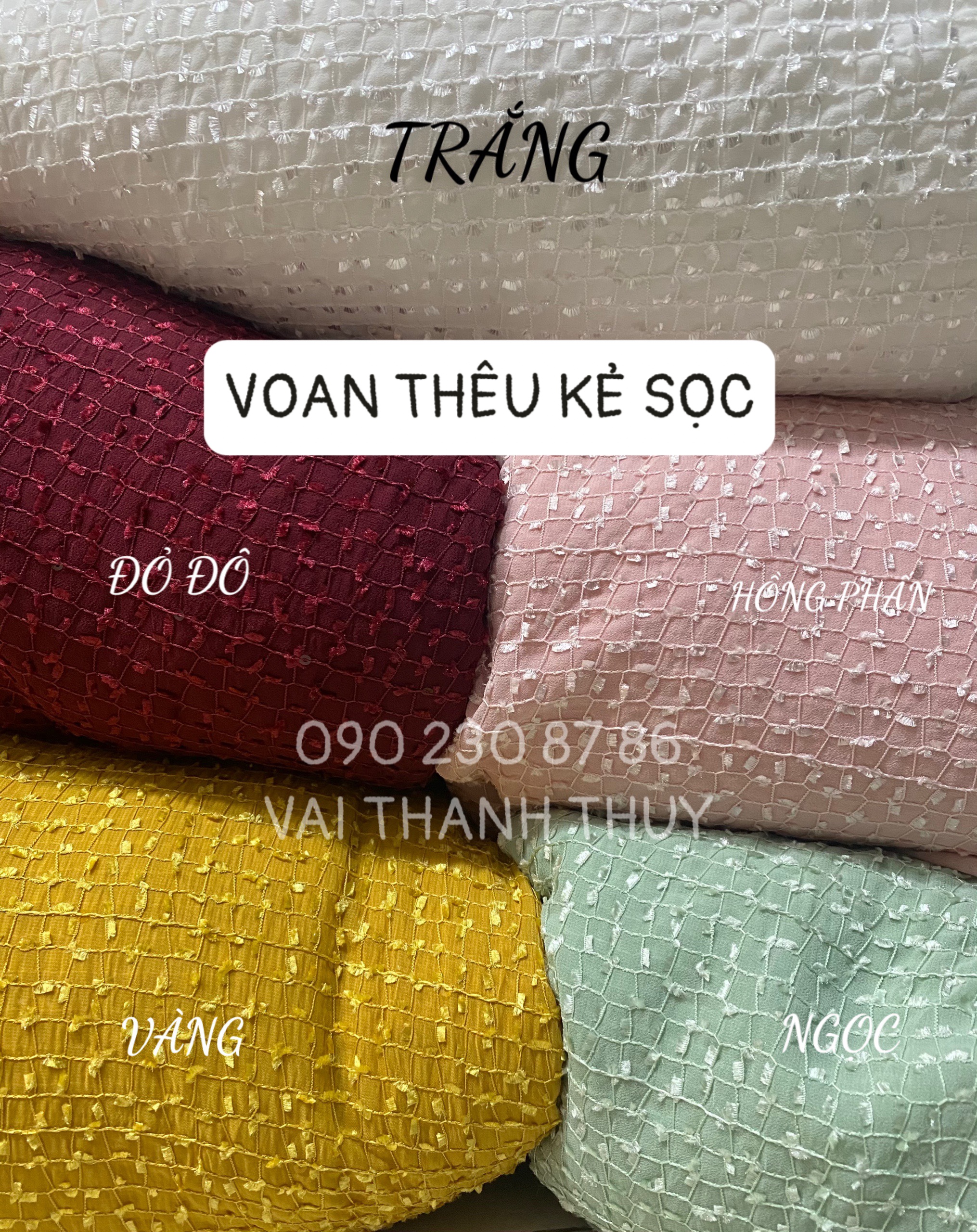 Voan thêu kẻ soc - dòng vải cao cấp - 1 mét x 1m5