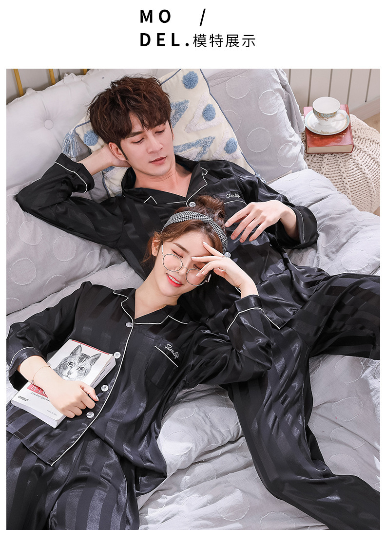 Đồ Ngủ Satin Lụa Dài Tay Cao Cấp ♥️ Đồ Đôi Lụa Gấm Mặc Nhà Nam Nữ ♥️ IVY614
