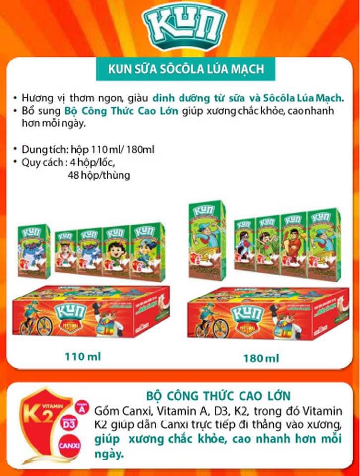 Thùng 48 hộp 180ml Sữa tươi KUN socola có thạch