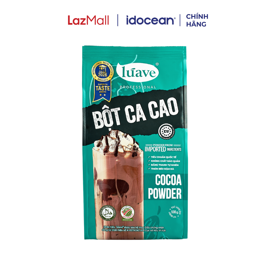 Bột Cacao LÚAVE 500g (Bột Ca cao hương vị đắng béo tự nhiên, đậm đà, có thể dùng pha chế nhiều thức uống, làm bánh, kem)