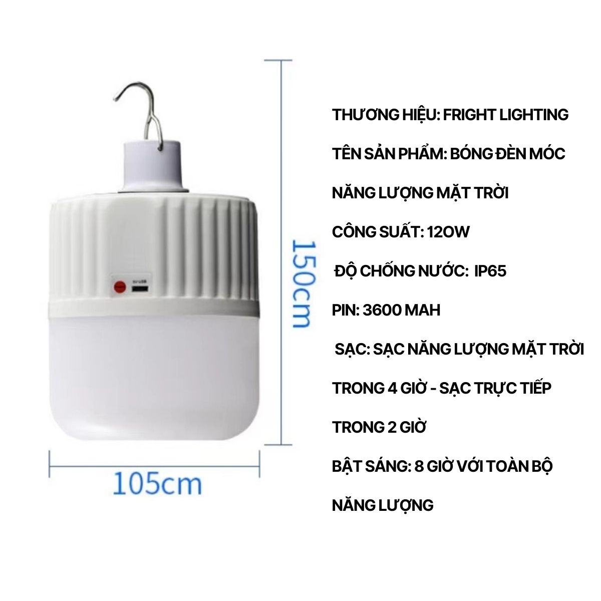 Đèn LED năng lượng mặt trời 120W, Bóng đèn tích điện Siêu sáng có 5 chế độ Remote điều khiển- BH 12 Tháng