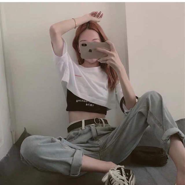 Set áo croptop new york town 1974 siêu hot