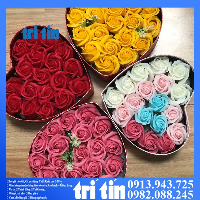 ✅ ✅hộp trái tim 18 hoa hồng sáp .