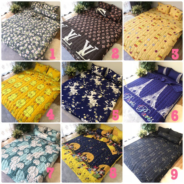 [HCM]Bộ ga gối Drap 1m2 Cotton Poly Vikona mã 04