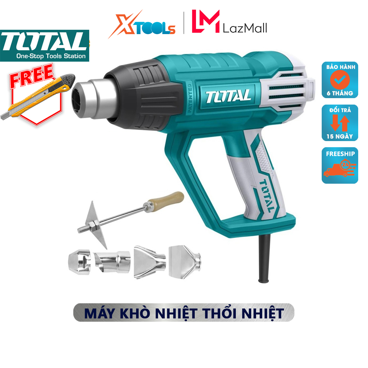 Machine khò total TB2006 heat blower 2000 W, temperature 350 °C/550 °C, 300/500L/min, 220-240V ~ 50-60Hz bend pipe plastic, glue section surrounded wire, welding material PVC plastic [XTools mall]