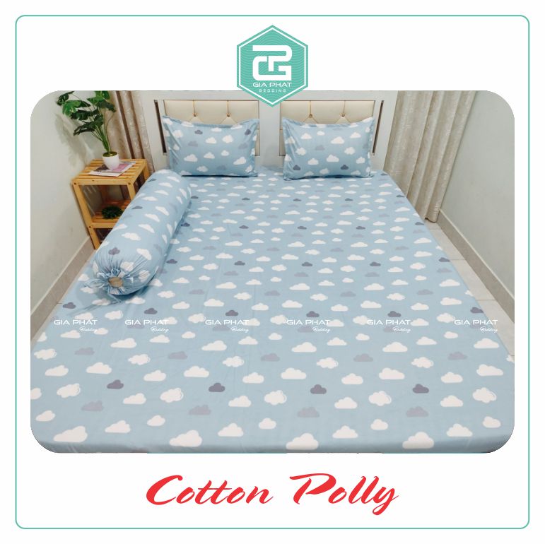 Bộ ga gối Cotton Poly (4 món) Loại 1 ( 1 ga + 1 áo ôm + 2 gối nằm)