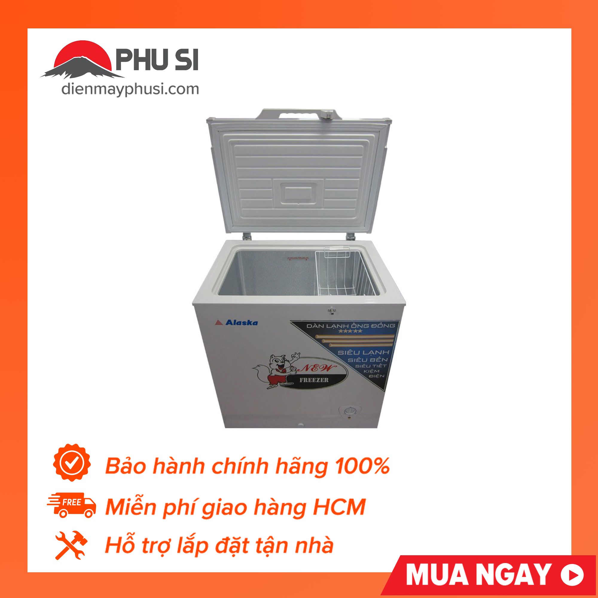 [Trả góp 0%]Tủ Đông Alaska 300 Lít BD-300C