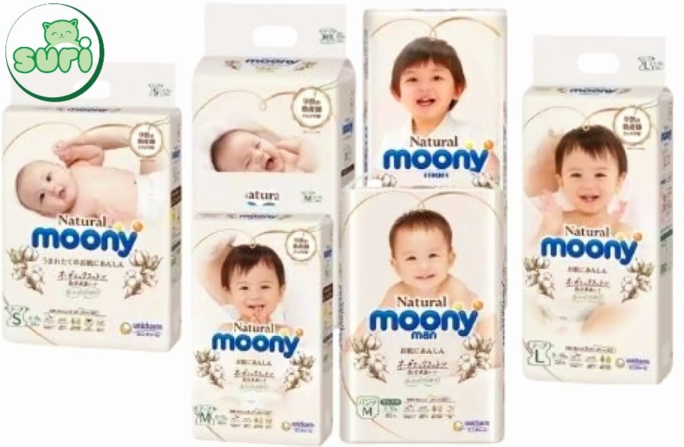 Tã/bỉm dán/quần Moony Natural