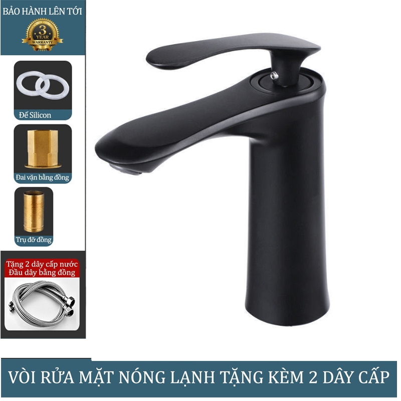 [Bảo hành 02 năm] Vòi rửa mặt lavabo nóng lạnh thương hiệu Richtree- Model QUEEN cao 20cm mạ crome sáng bóng bền bỉ, phong cách sang trọng + Tặng kèm dây cấp nóng lạnh