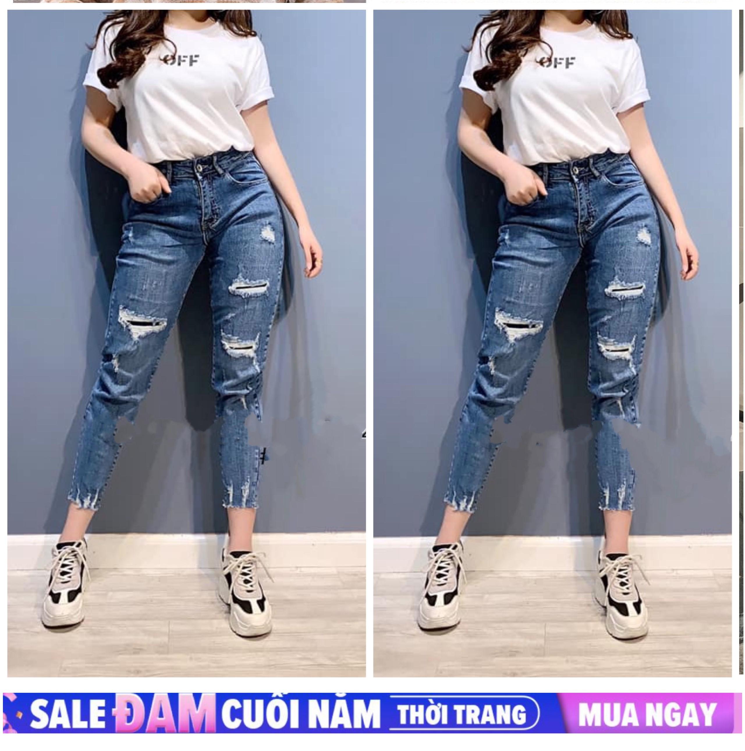 [HCM]QUẦN JEAN NỮ BIG SIZE ĐẠI RÁCH VÁ 2436