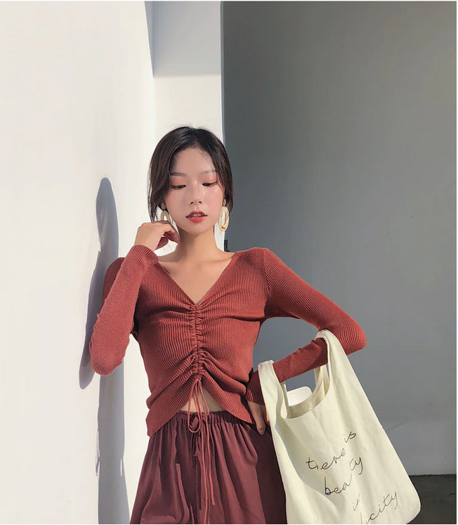 Áo dây rút tay dài thời trang