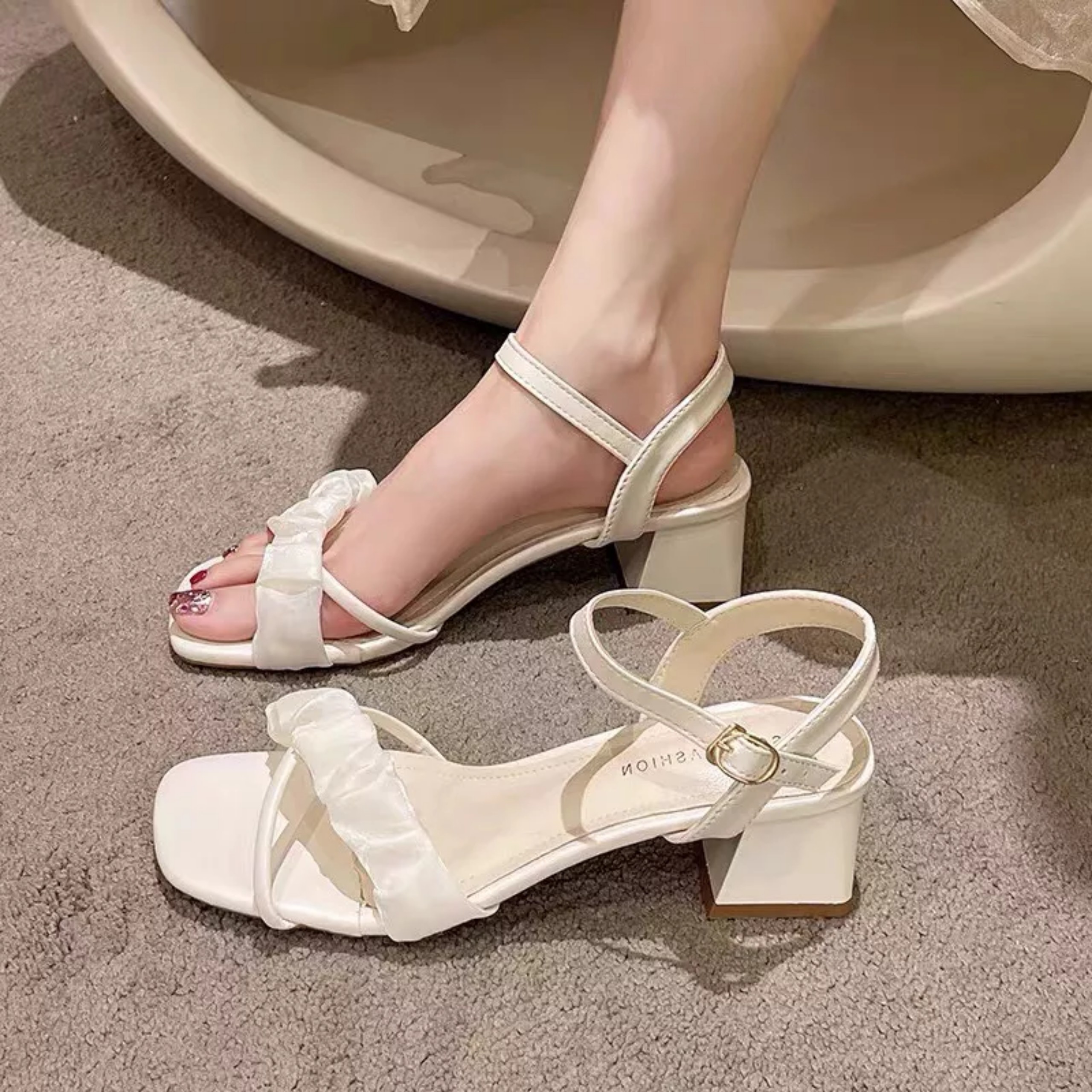 giày  sandal quay sữa gót cam