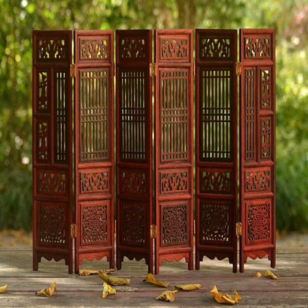 BÌNH PHONG GỖ MINI 6 CÁNH TRANG TRÍ BÀN TRÀ  TIỂU CẢNH