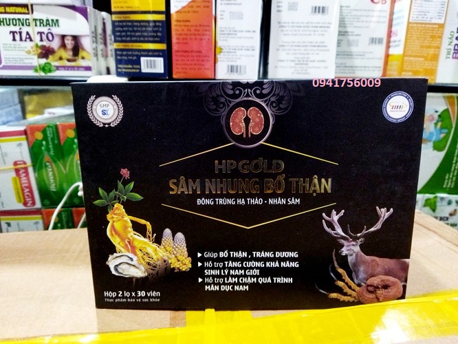 Sâm Nhung Bổ Thận HP Gold Chính Hãng - Giúp tăng cường sinh lý cho cả nam và nữ , bổ thận , tráng d/uong , giảm tiểu đêm - Hộp 2 lọ x 30 viên