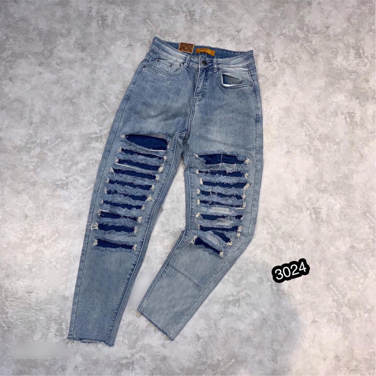 Quần Jeans Nữ Rách Gối Cao Cấp OHS3024