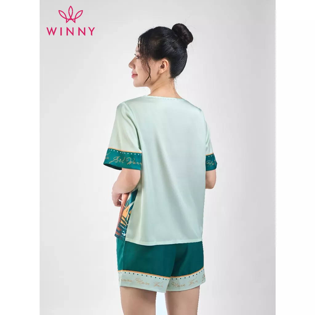 WINNY - Bộ đồ lụa cộc tay quần đùi mặc nhà 1MNSA23114C
