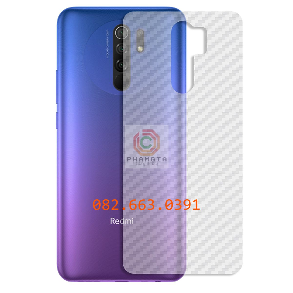 Miếng dán mặt lưng skin carbon Xiaomi Redmi 9